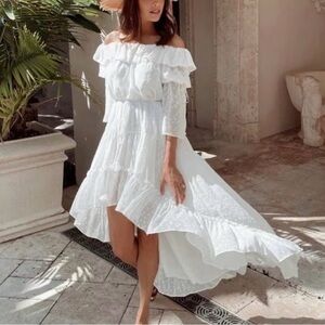Misa Los Angeles Aerin Off-shoulder High-low Dress white size XS